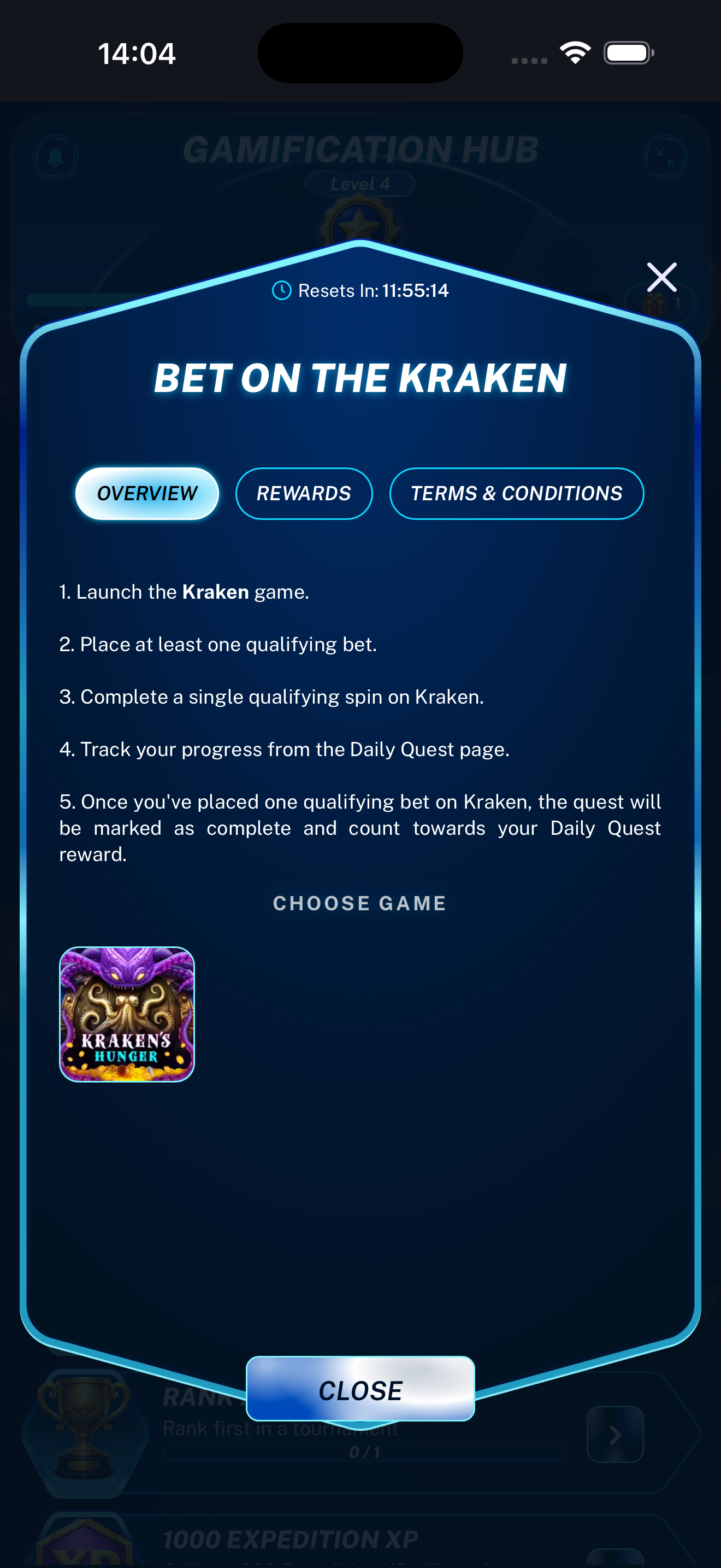 Daily Quest preview displayed on a mobile phone